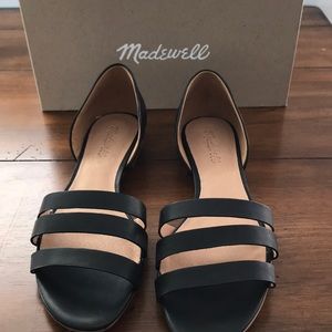 Madewell Triple-Strap Black Leather Sandals Sz 9